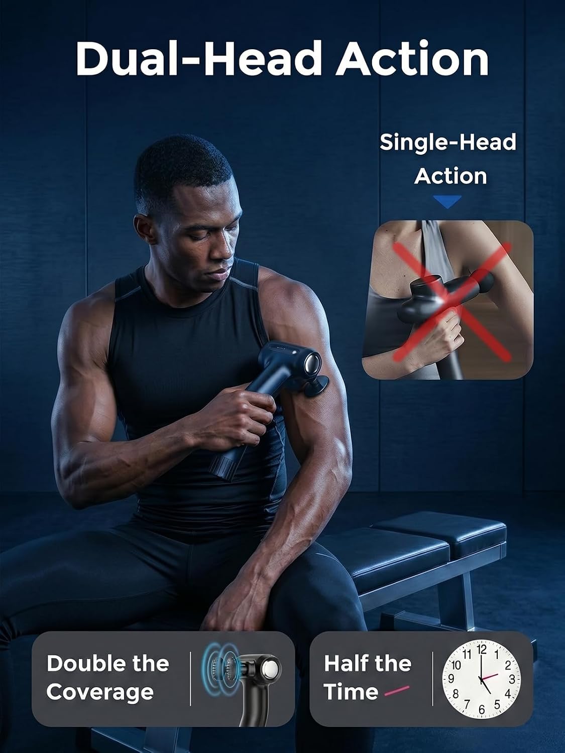 Dual-Head Percussion Massage Gun for Full Body Muscle Relief - 8