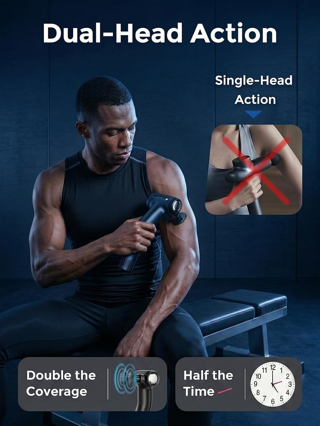 Dual-Head Percussion Massage Gun for Full Body Muscle Relief