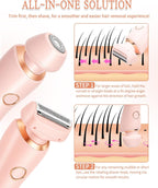 2-in-1 Electric Hair Shaver for Women - Painless Body & Face Trimmer