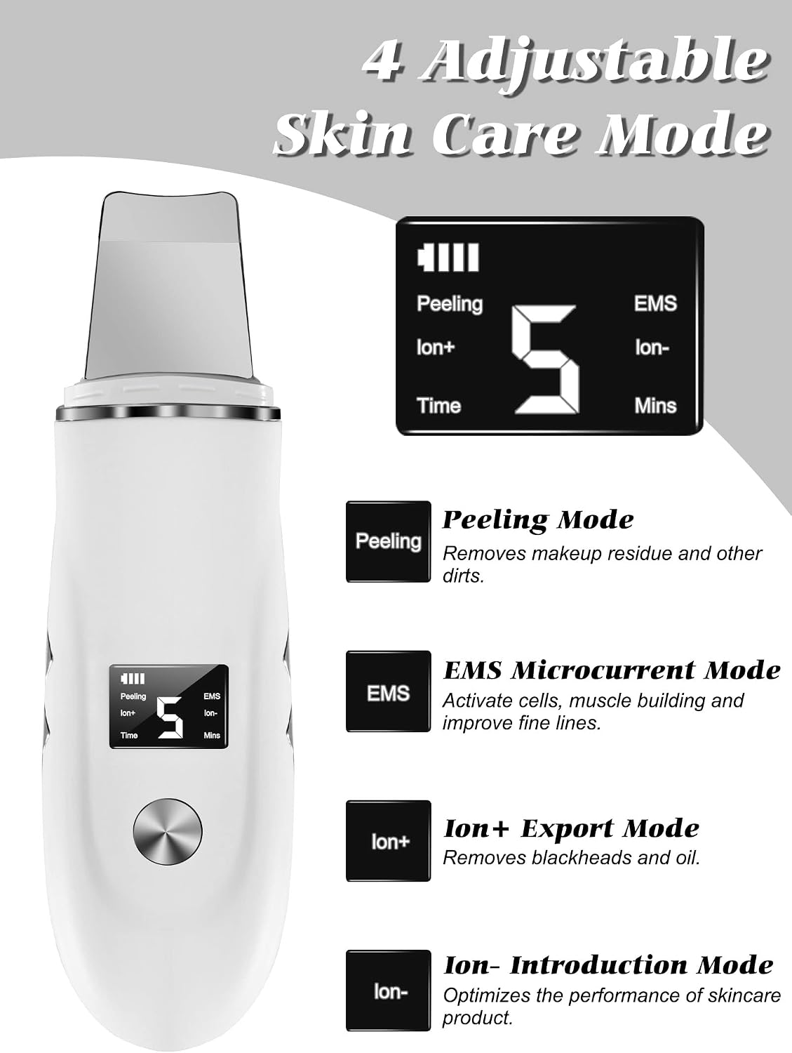 4-in-1 Ultrasonic Facial Skin Scrubber and Blackhead Remover - 8