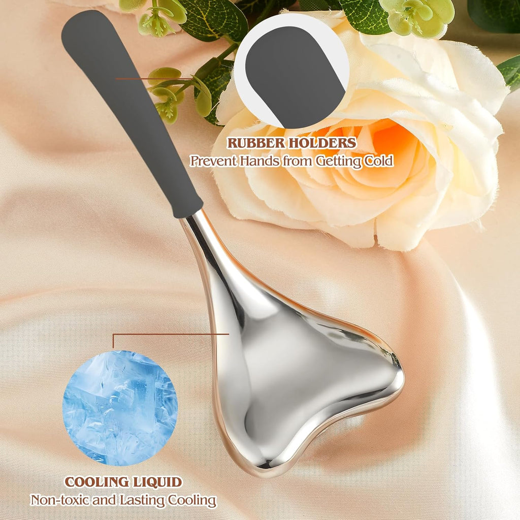 2-in-1 Stainless Steel Cooling Facial Ice Globes and Gua Sha Tool