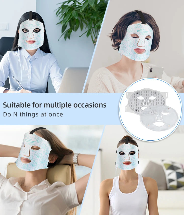 LED Red Light Therapy Face Mask with Cooling Gel Pack