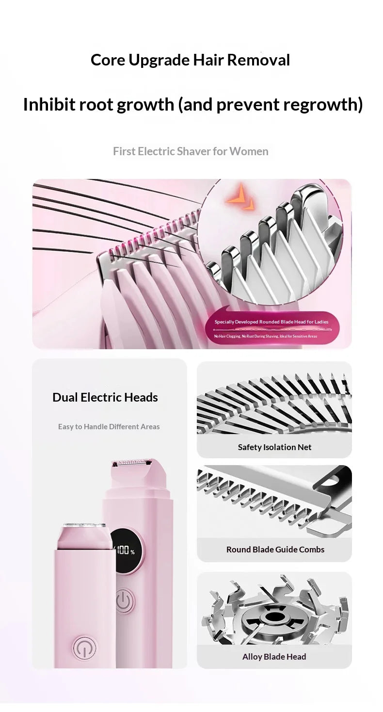 2-in-1 Electric Painless Hair Shaver for Face and Body