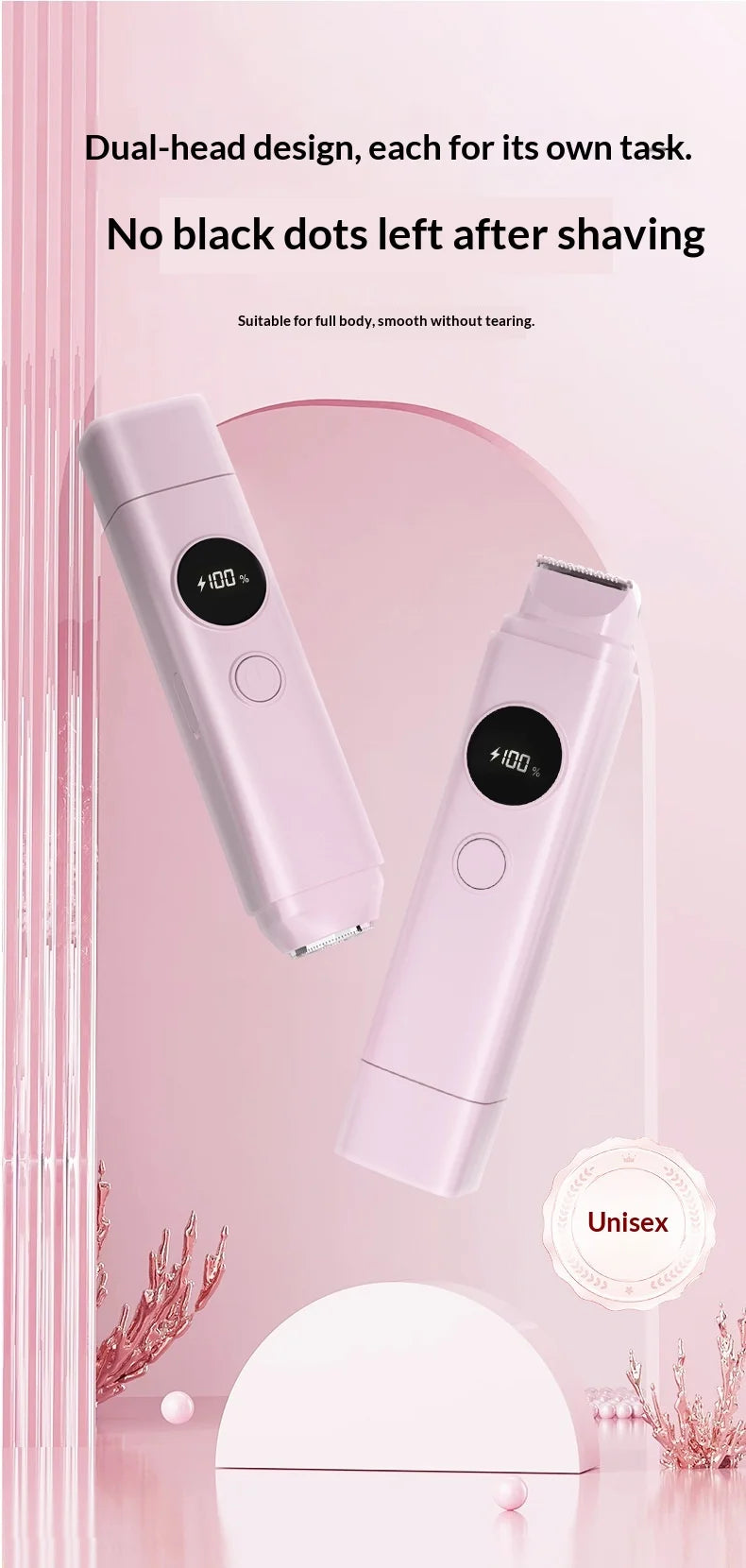 2-in-1 Electric Painless Hair Shaver for Face and Body