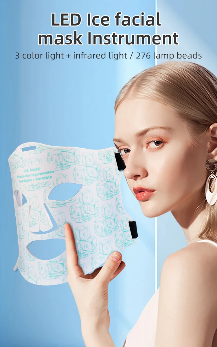 LED Red Light Therapy Face Mask with Cooling Gel Pack - 7