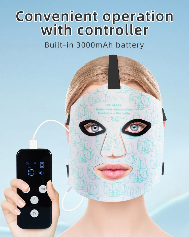 LED Red Light Therapy Face Mask with Cooling Gel Pack