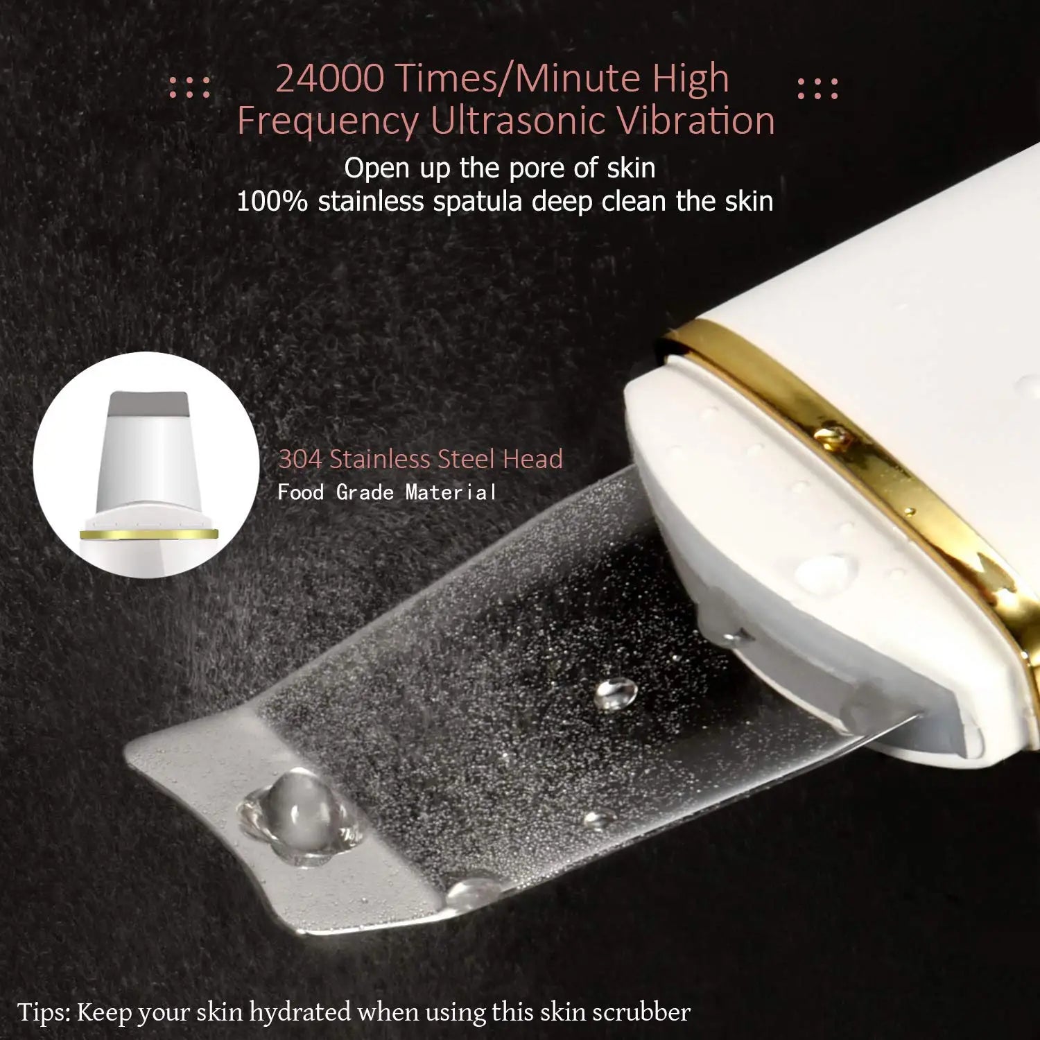 Ultrasonic Facial Skin Scrubber and Pore Cleaner Spatula - 11