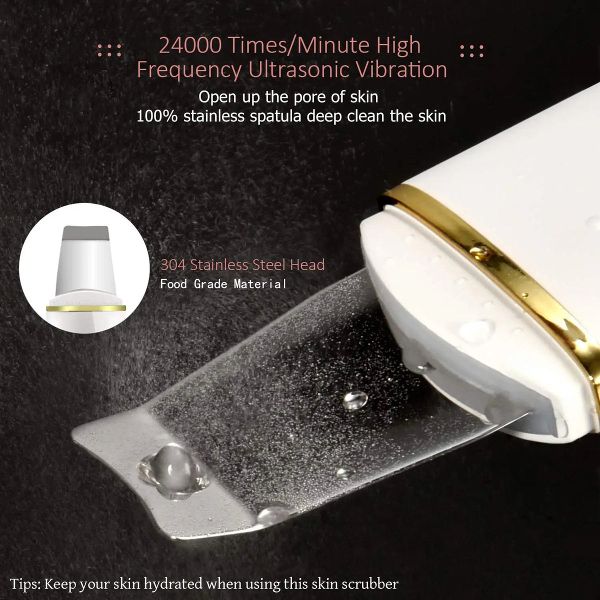 Ultrasonic Facial Skin Scrubber and Pore Cleaner Spatula