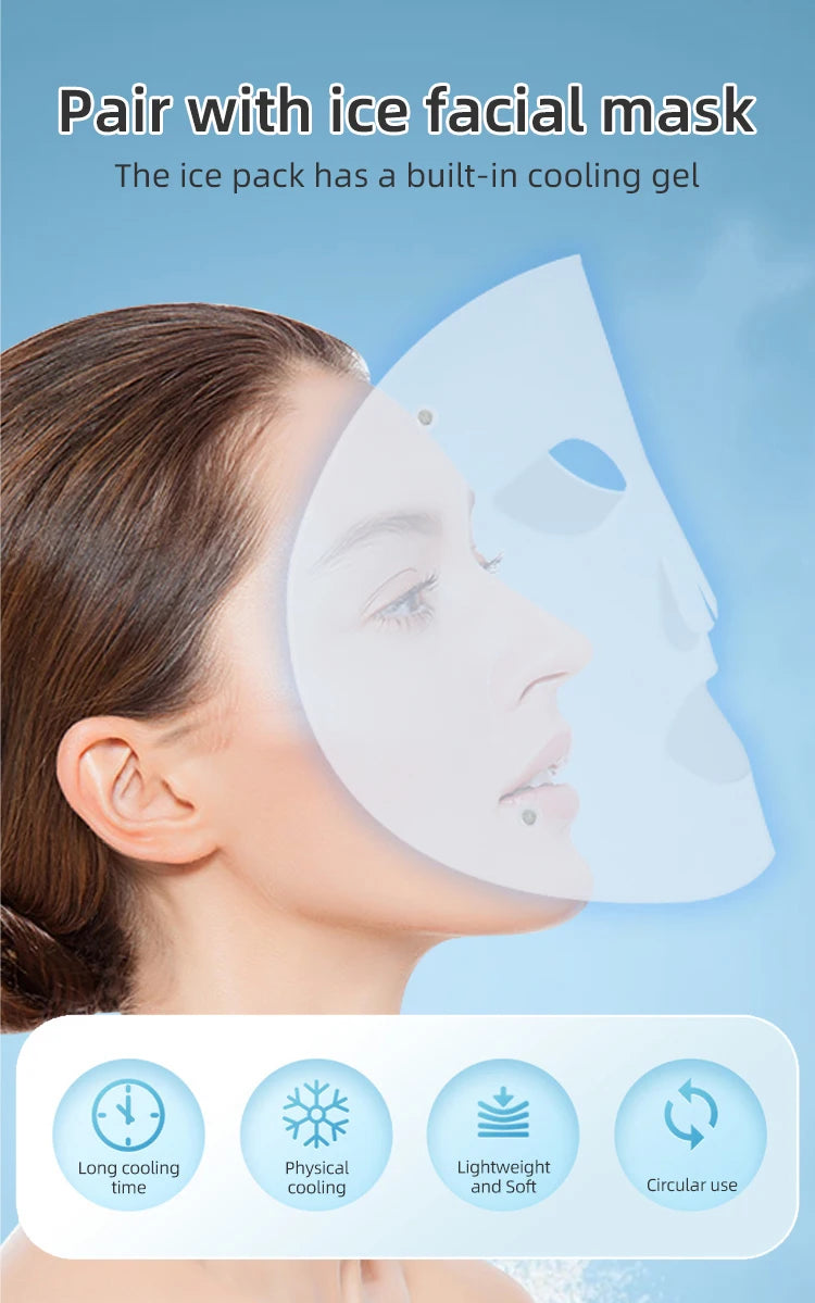 LED Red Light Therapy Face Mask with Cooling Gel Pack - 8