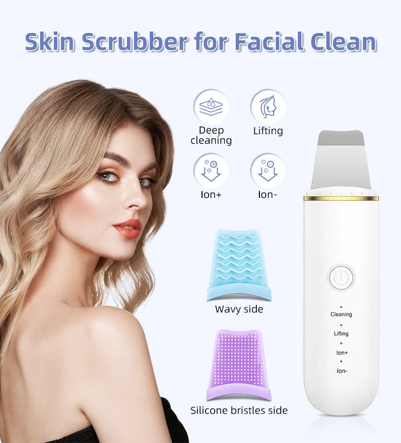 Ultrasonic Facial Skin Scrubber and Pore Cleaner Spatula