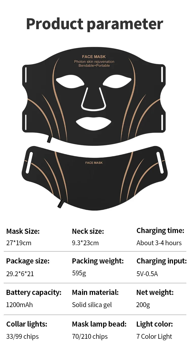 7-Color LED Face and Neck Rejuvenation Mask