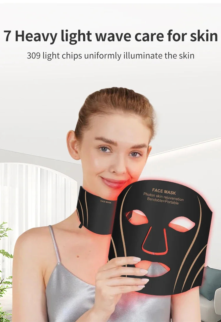 7-Color LED Face and Neck Rejuvenation Mask