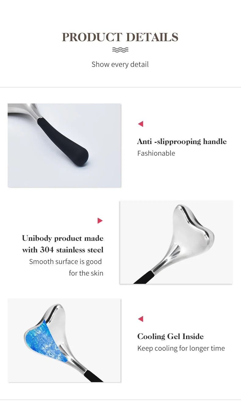 2-in-1 Stainless Steel Cooling Facial Ice Globes and Gua Sha Tool