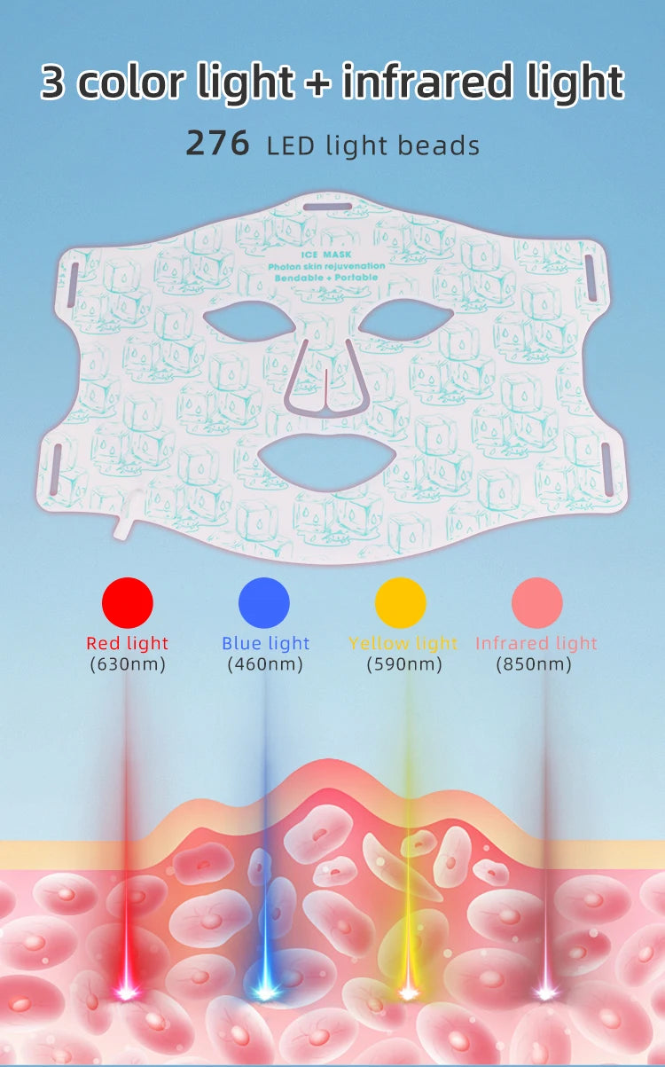 LED Red Light Therapy Face Mask with Cooling Gel Pack