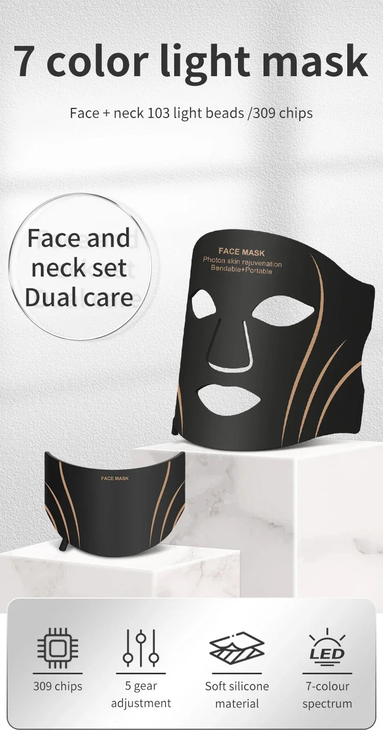 7-Color LED Face and Neck Rejuvenation Mask - 7