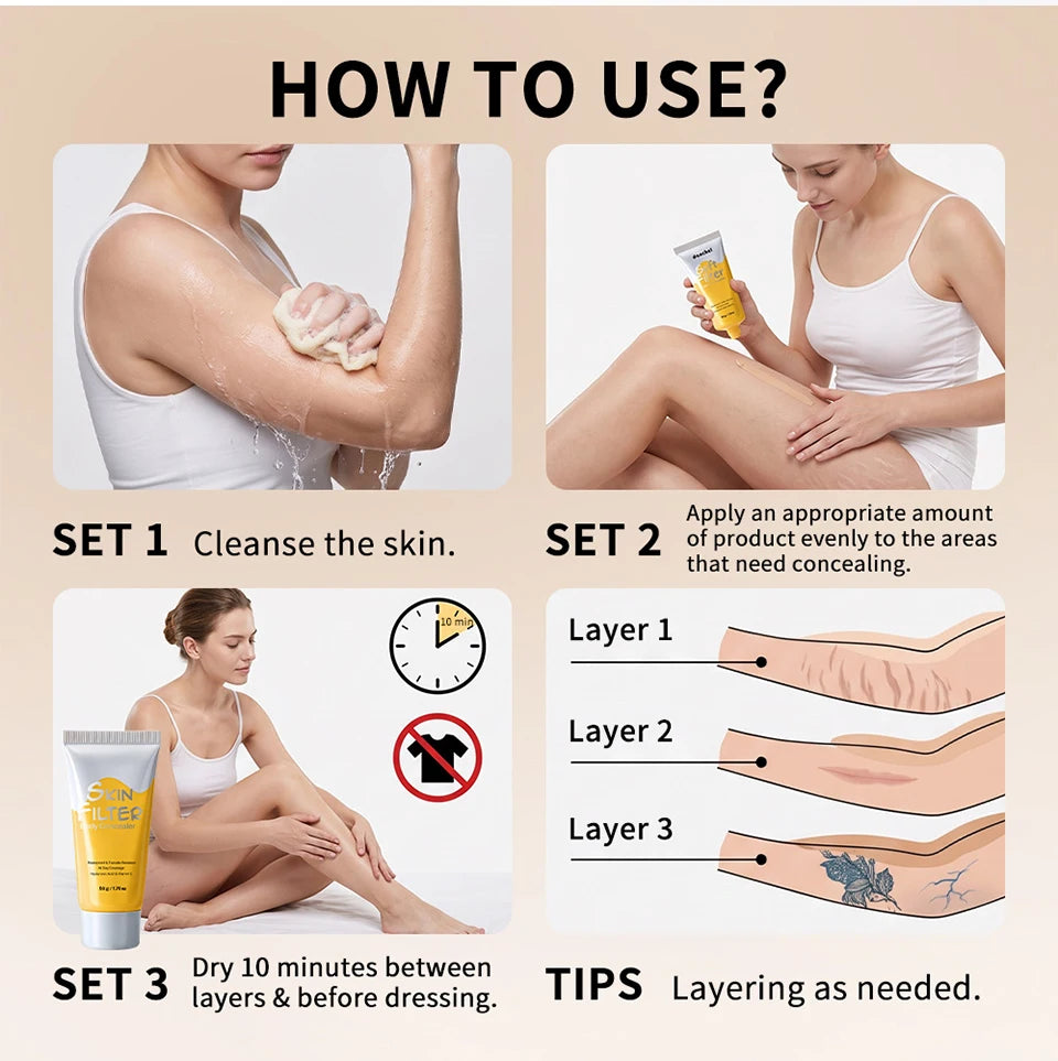 Waterproof Full Coverage Body Concealer for Scars, Tattoos and Veins - 15