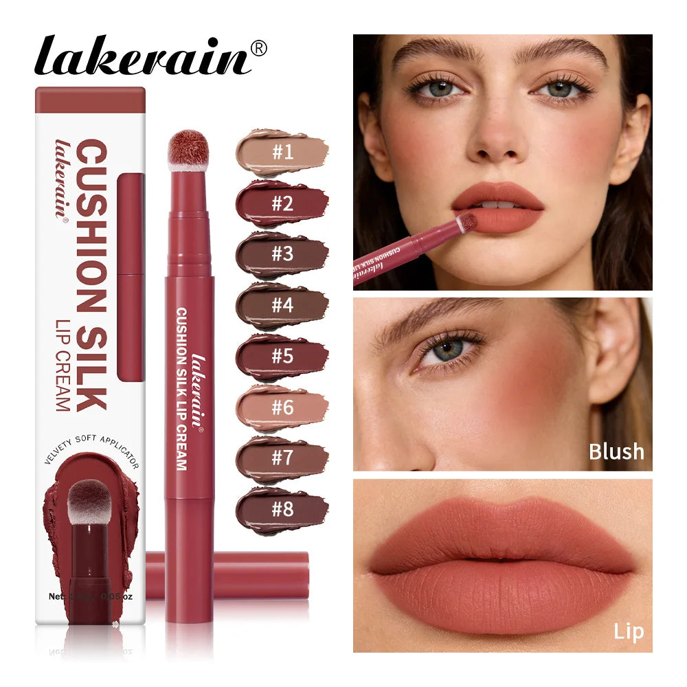 2-in-1 Waterproof Lip Cream and Blush with Cushion Applicator - 1