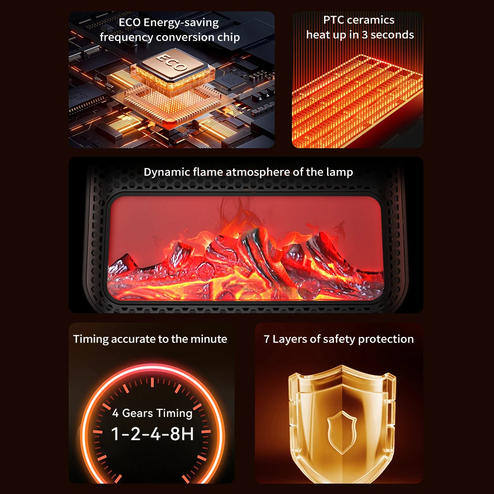 Portable PTC Ceramic Space Heater with Ambient Light and Timer