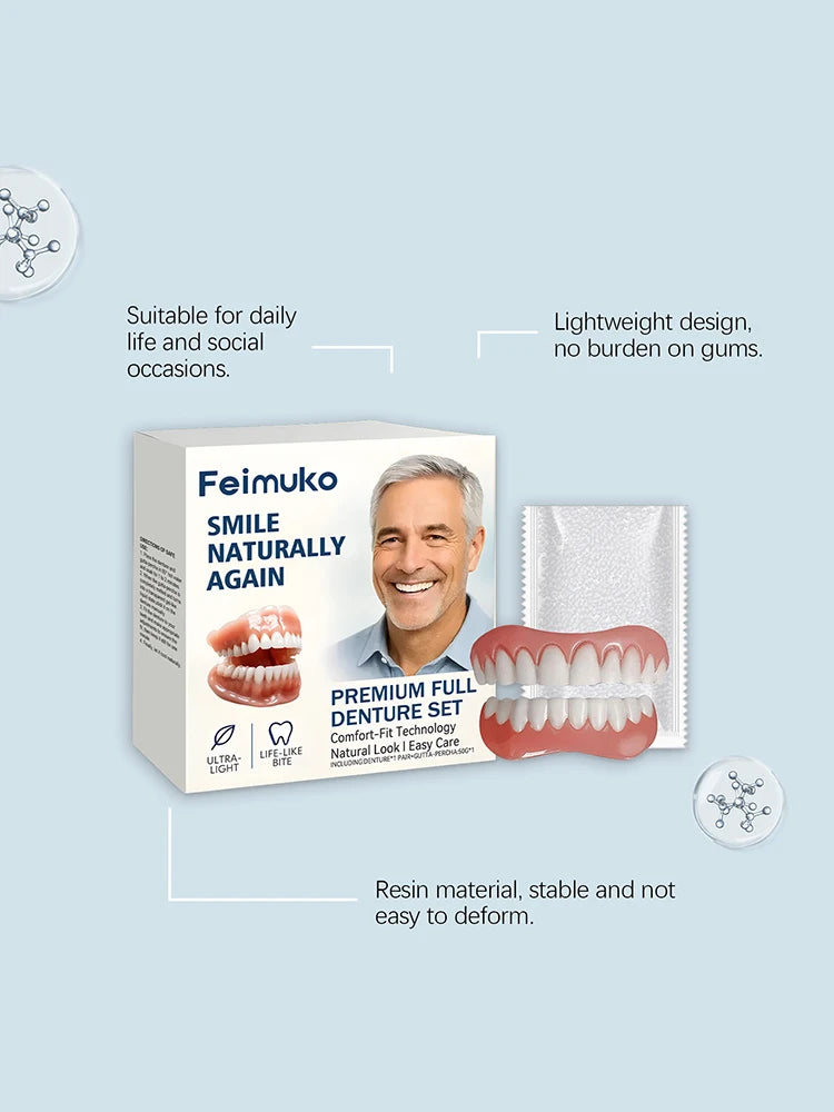 Comfortable Natural-Look Full Set Dentures for Men and Women - 12