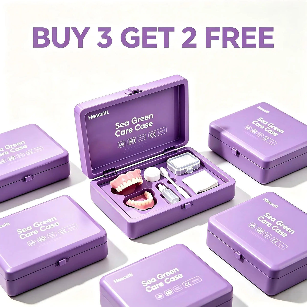 Realistic Cosmetic Denture Set with Travel Care Kit