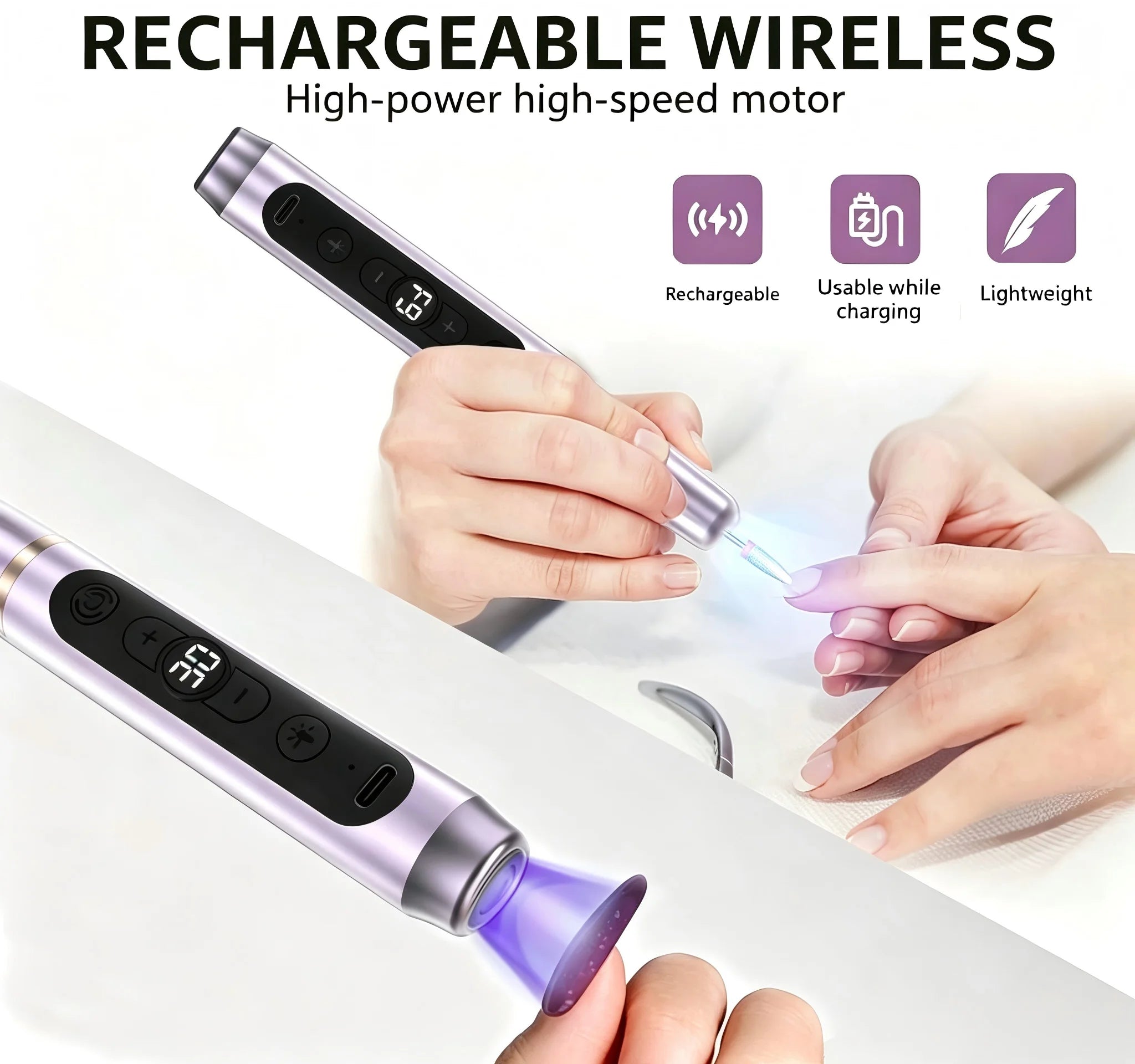 Professional Cordless Electric Nail Drill and UV Lamp Kit - 9