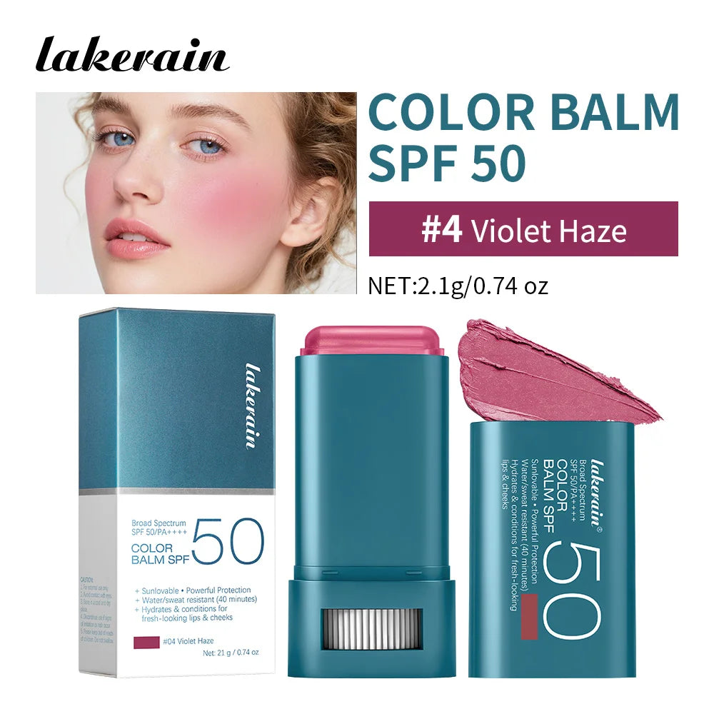 SPF 50 Tinted Sunscreen Blush Stick for Glowing Cheeks