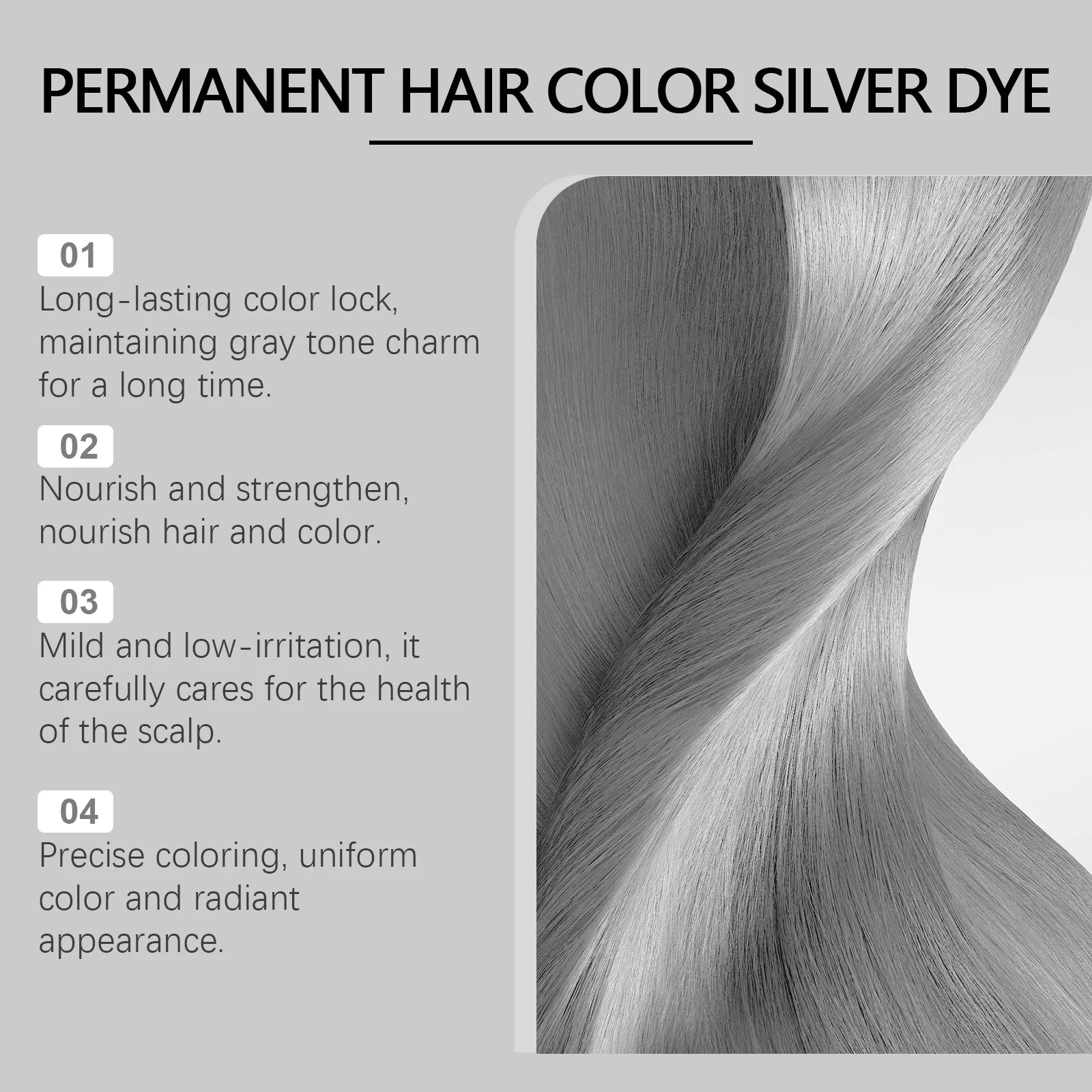 Permanent Silver Gray Hair Coloring Cream - 11
