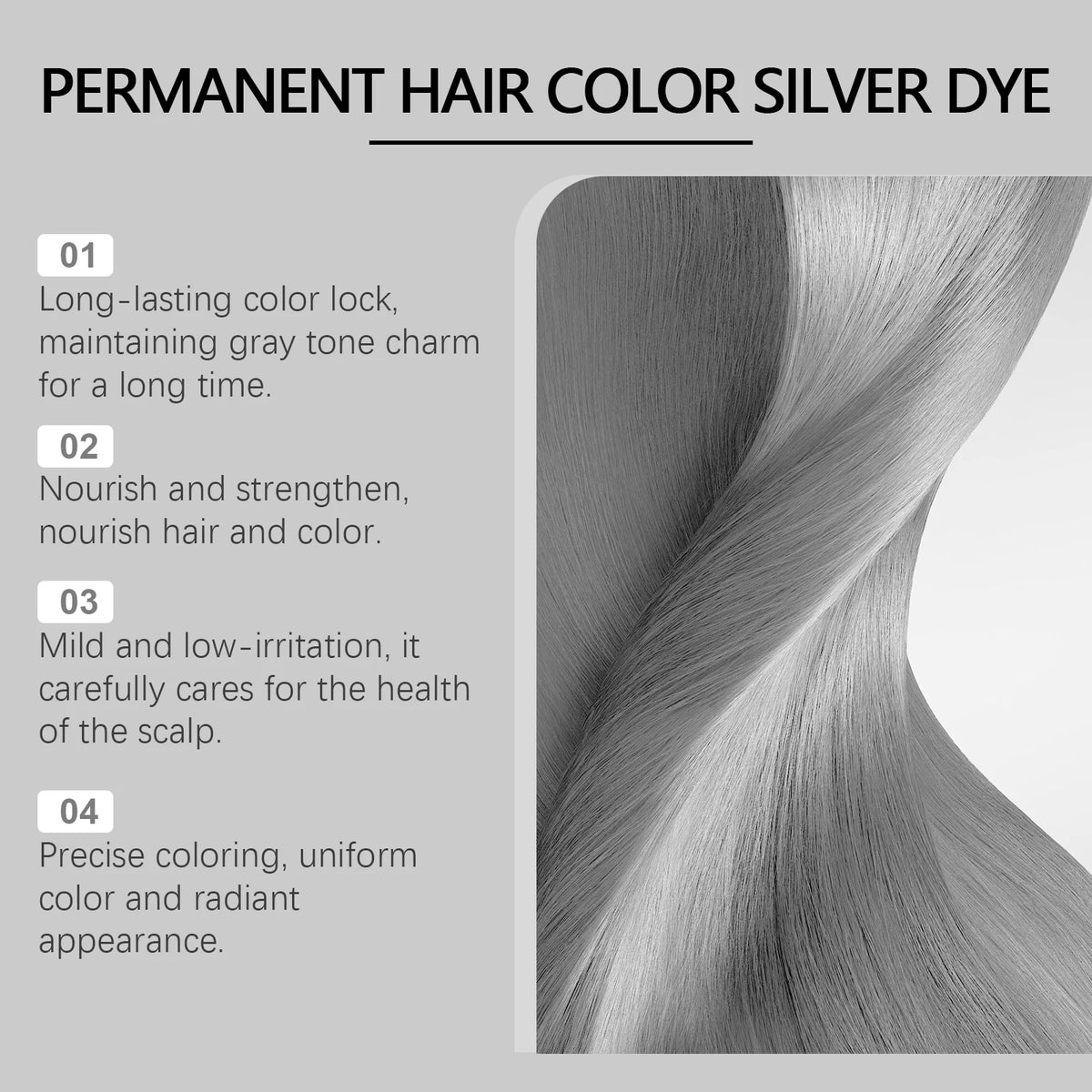 Permanent Silver Gray Hair Coloring Cream