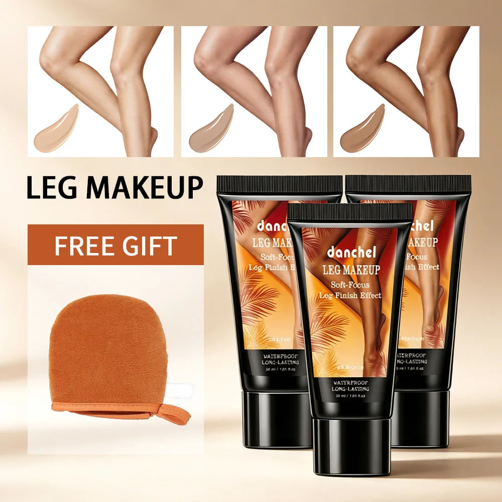 Waterproof Leg Foundation and Body Makeup with Application Glove
