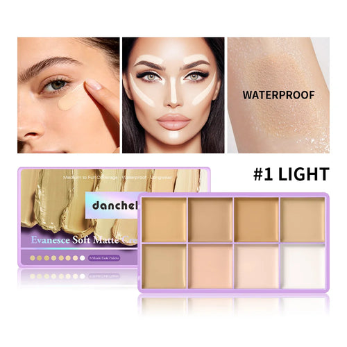 8-Shade Cream Concealer Palette and Makeup Applicator Set
