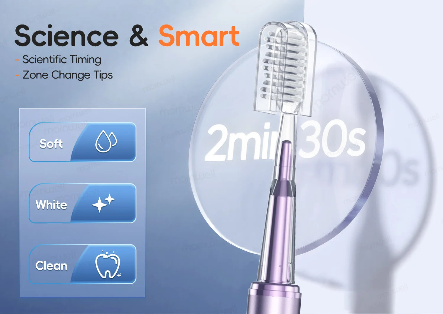 Rechargeable Acoustic Electric Toothbrush with 4 Replacement Heads - 9