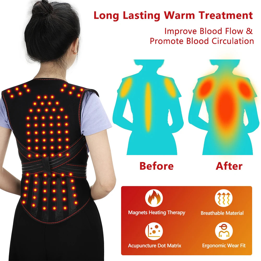 Self-Heating Tourmaline Magnetic Back and Shoulder Support Brace - 4