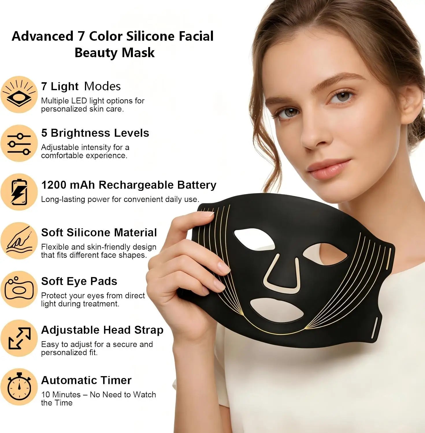 7-Color LED Silicone Facial Mask for Skin Rejuvenation - 2