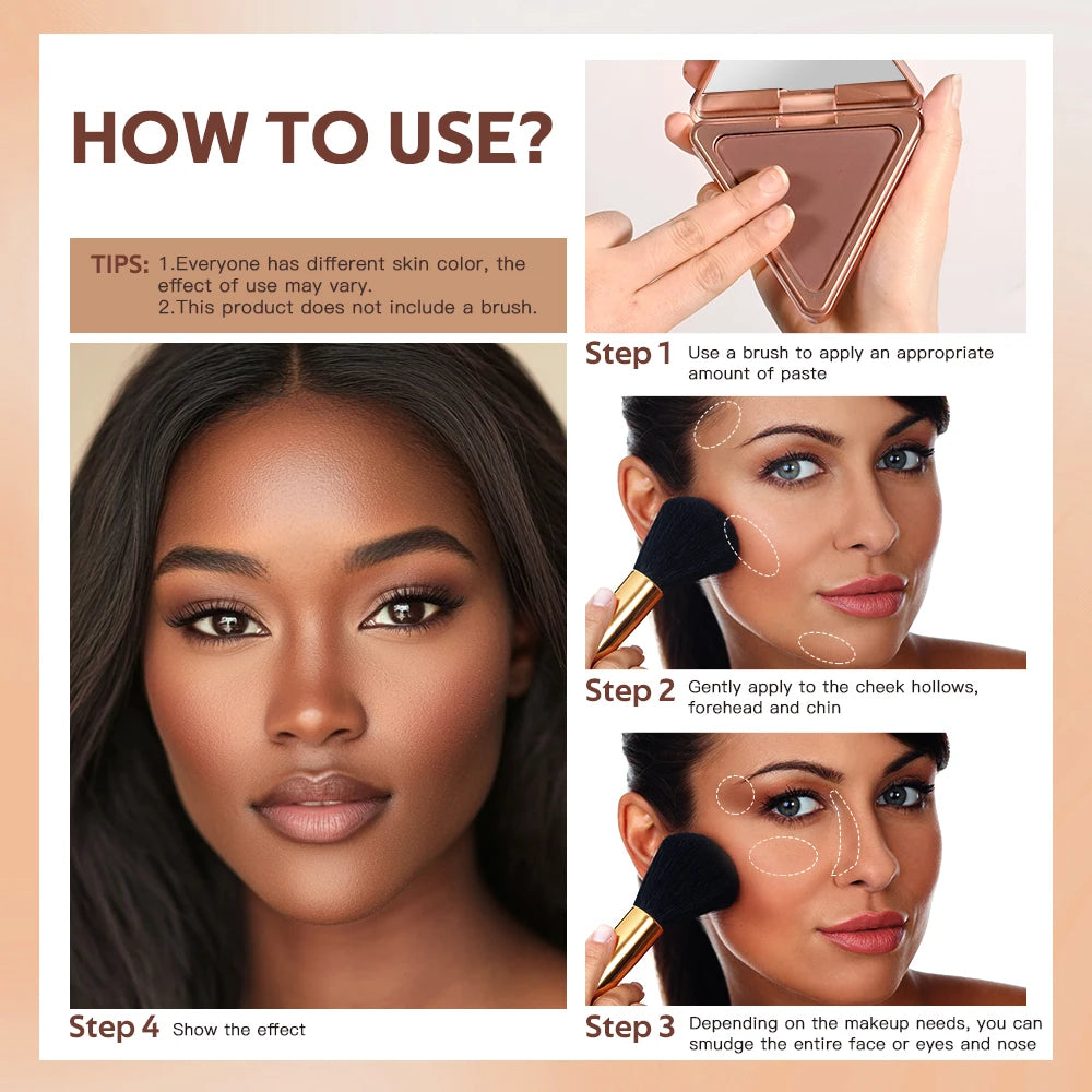 Long-Lasting Matte Bronzer Contour Powder for Face Sculpting