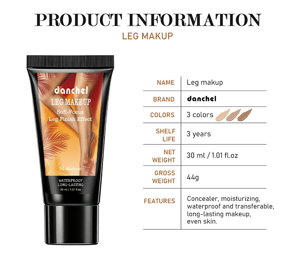 Waterproof Leg Foundation and Body Makeup with Application Glove