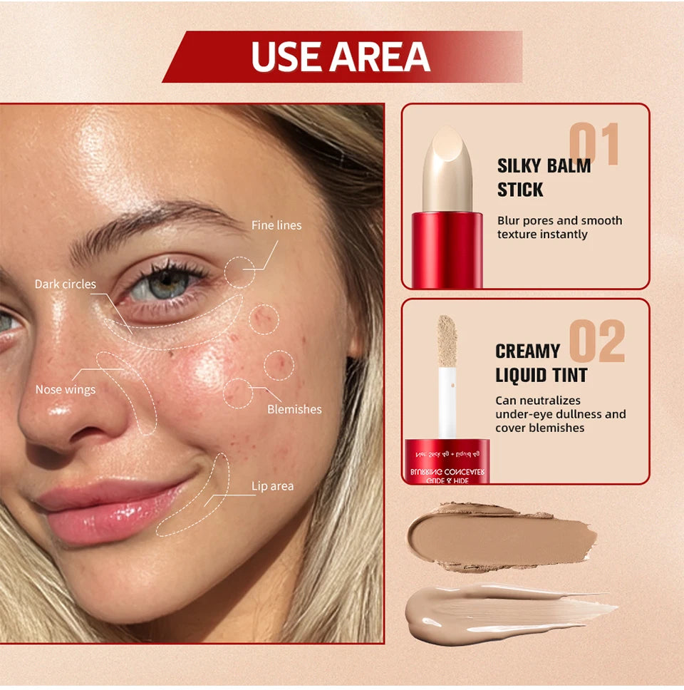 2-in-1 Blurring Concealer and Stick for Full Coverage