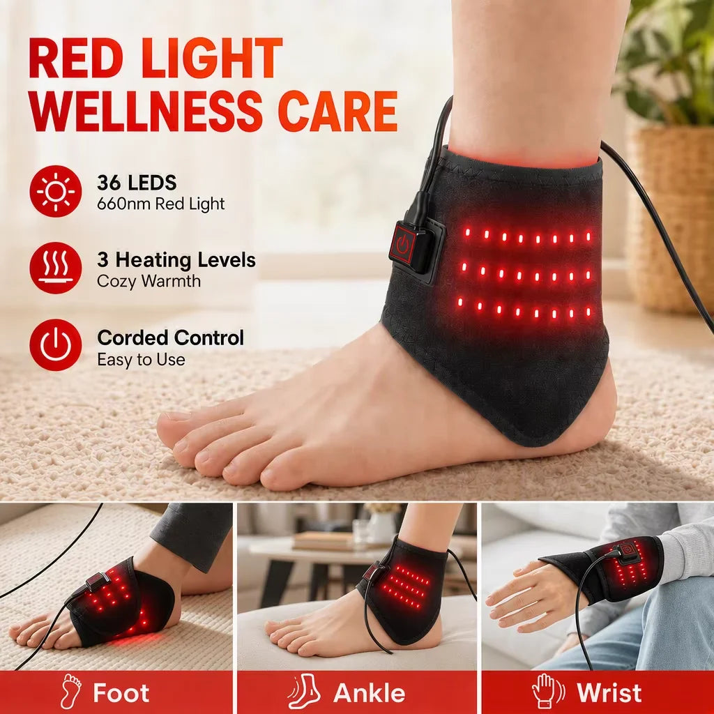 3-in-1 Red Light Heating Wrap for Ankle, Foot and Wrist
