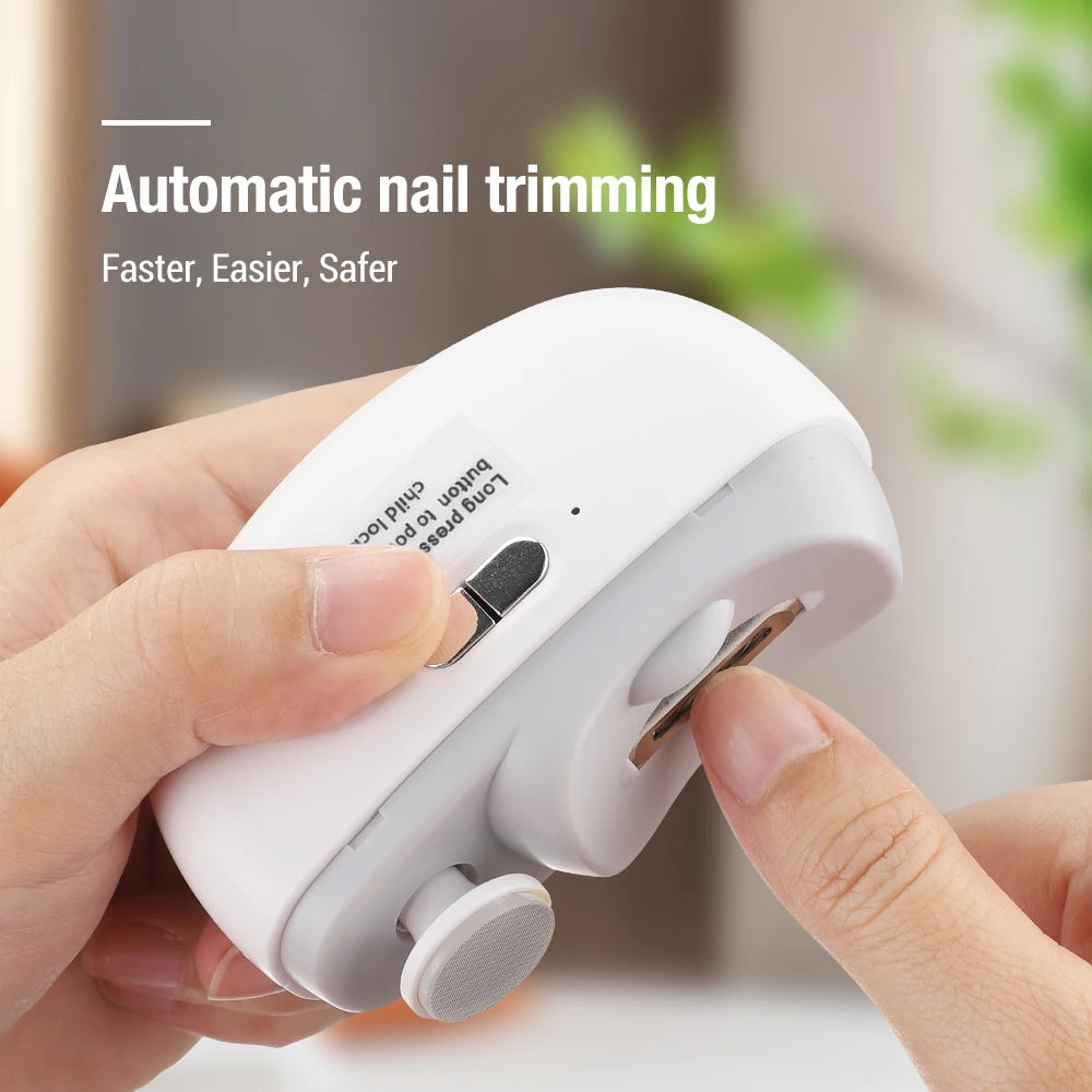 Electric Automatic Nail Clipper and Polisher with LED Light