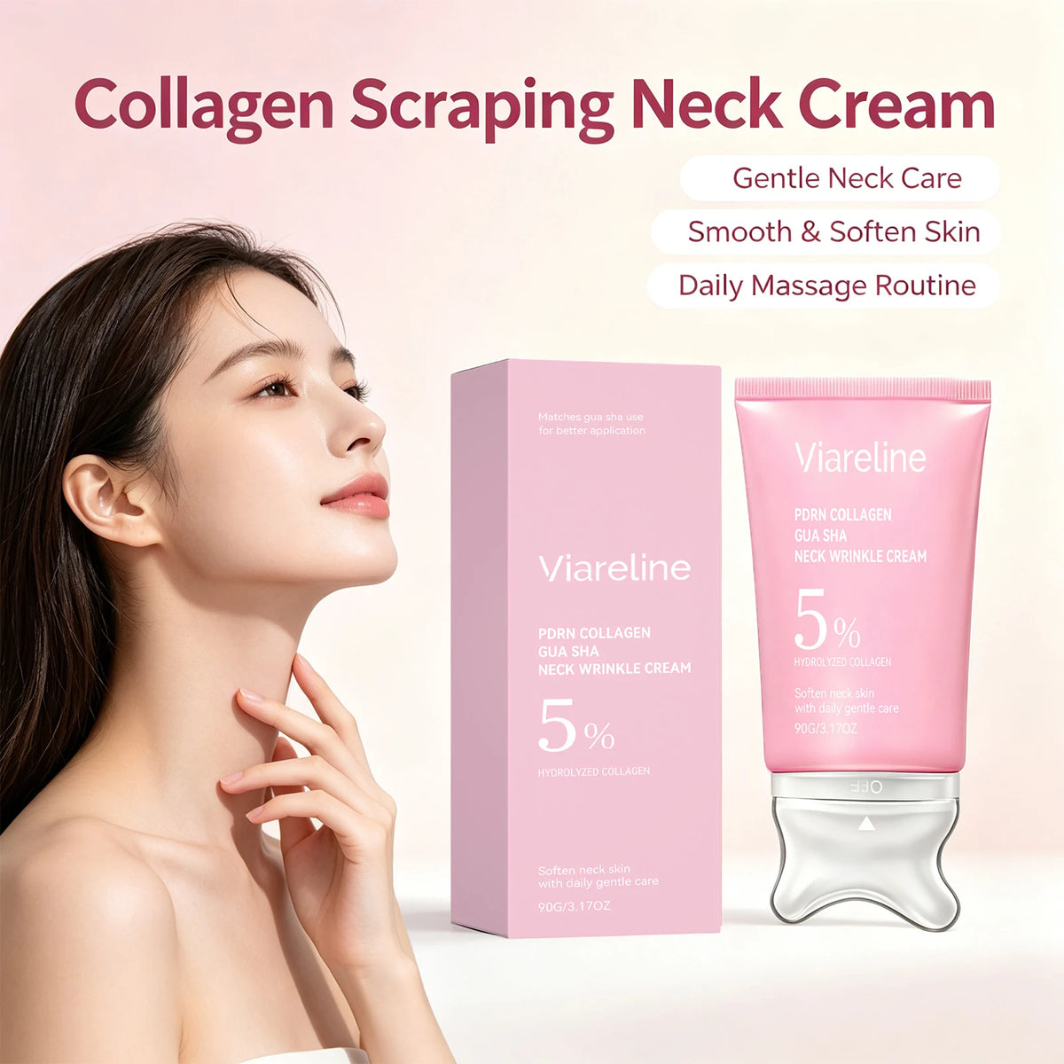 Collagen Firming Neck Cream with Integrated Gua Sha Massager