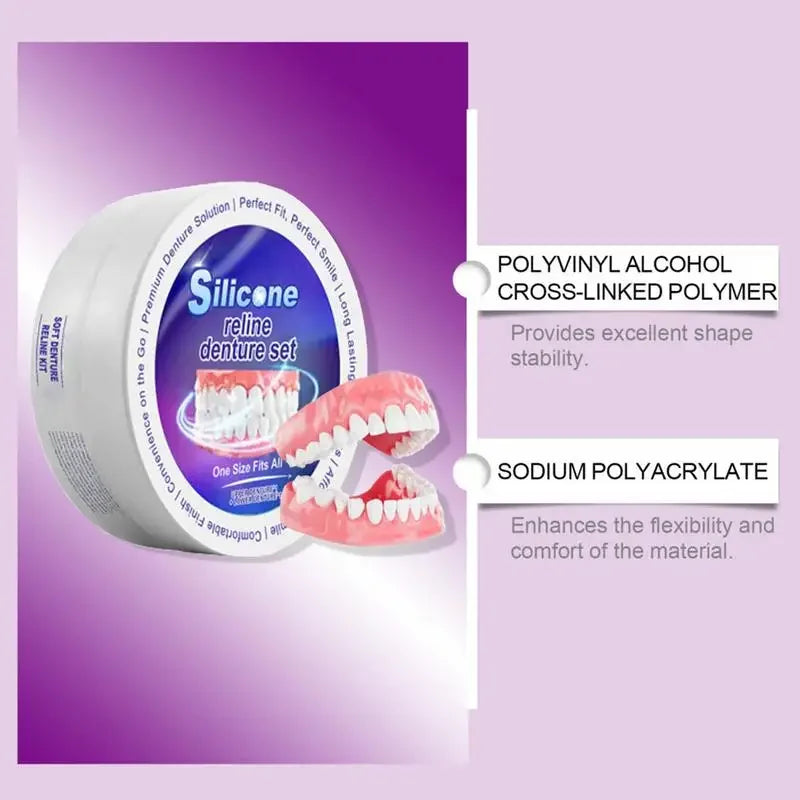 Temporary Silicone Denture Reliner and Teeth Whitening Set