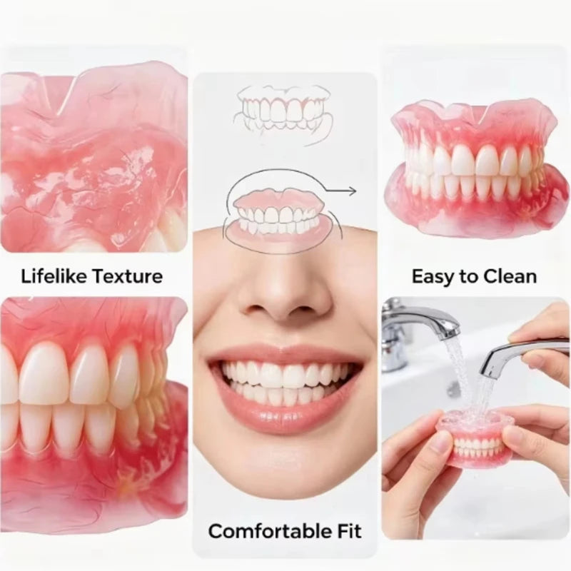 Comfort Fit Silicone Cosmetic Dentures for Natural Smile