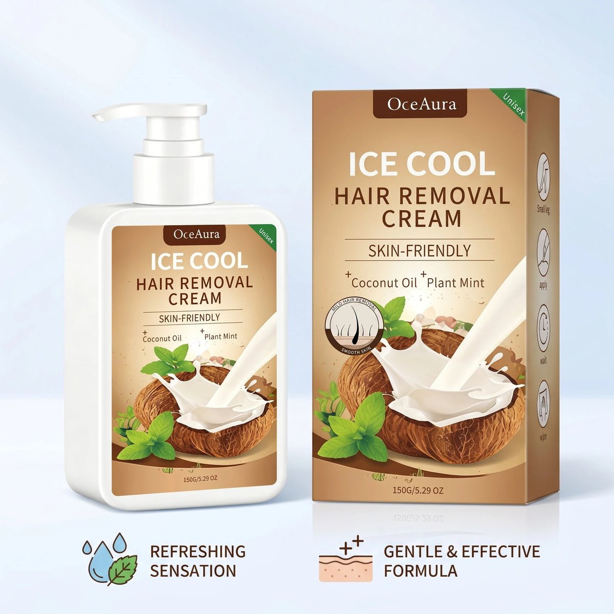 Ice Cool Painless Hair Removal Cream for Face and Body