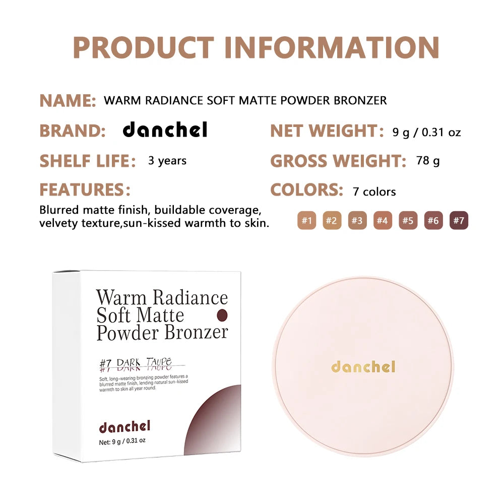 Buildable Matte Pressed Bronzer Powder for Face Contouring - 13