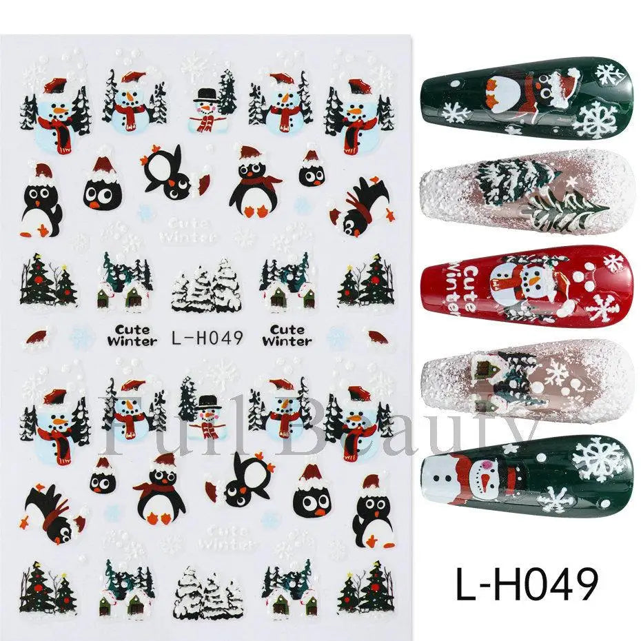 3D Christmas Cartoon Nail Art Sticker Decals