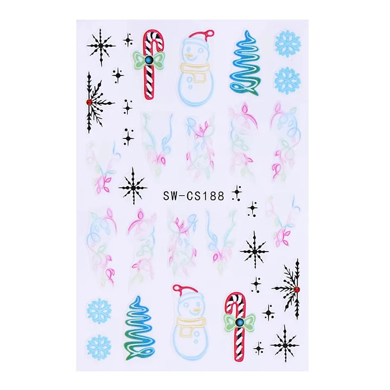 3D Christmas Cartoon Nail Art Sticker Decals