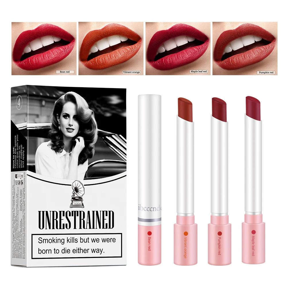 4-Piece Velvet Matte Lipstick Set Waterproof Long-Lasting