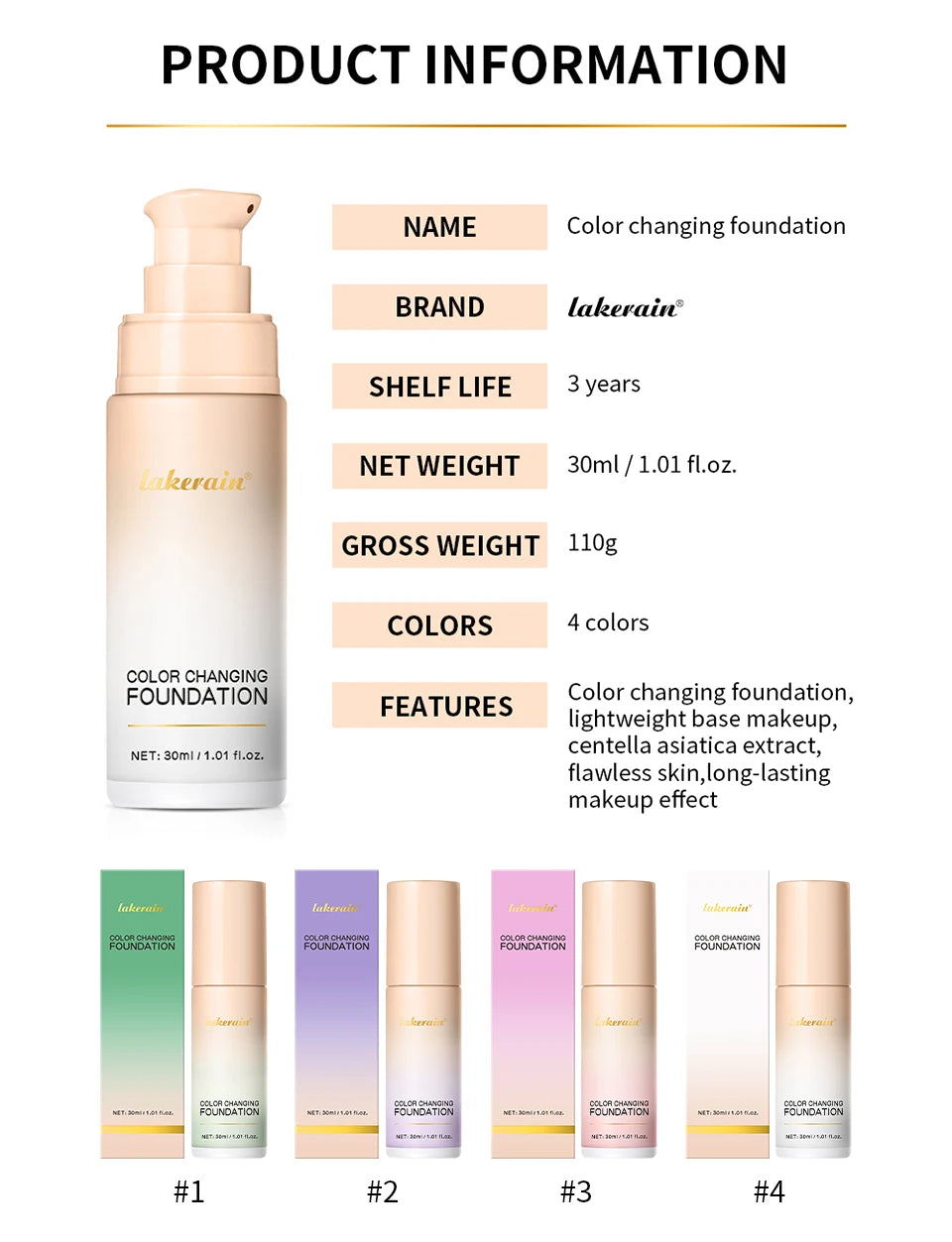 Color-Changing 4-in-1 Moisturizing Foundation with SPF 30