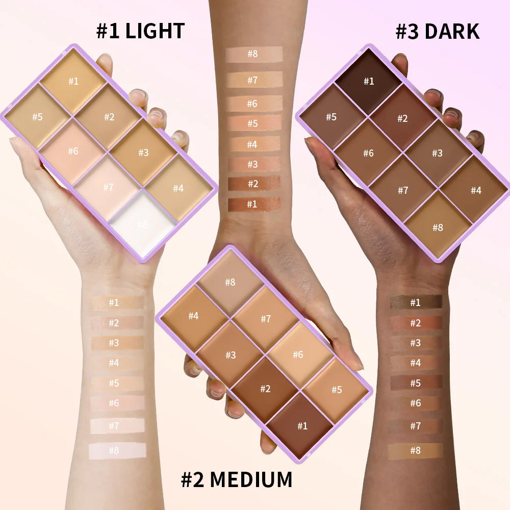 8-Shade Matte Cream Concealer Palette for Full Coverage - 17