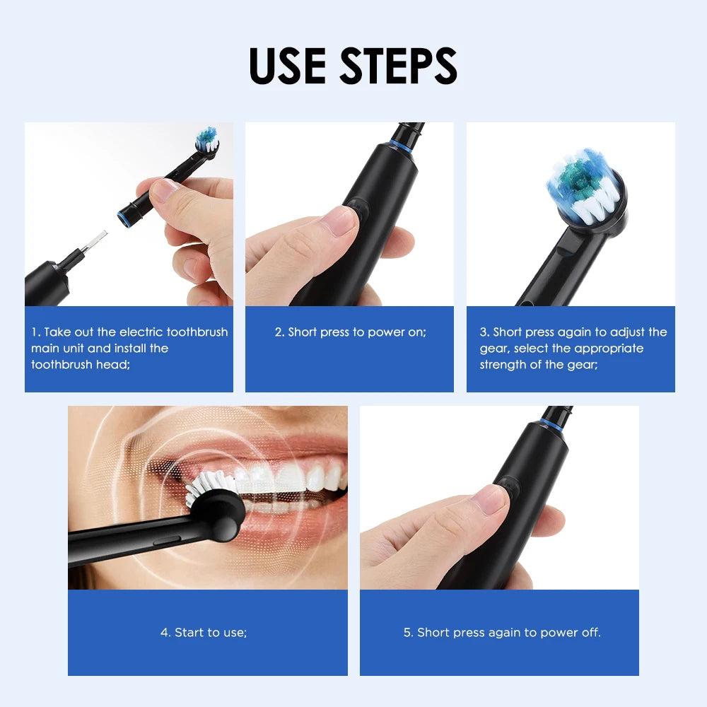 Rechargeable Rotating Electric Toothbrush with 4 Brush Heads - 9