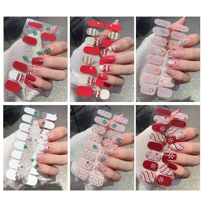 Christmas Snowflake Gel Nail Art Wraps